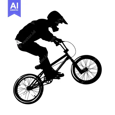 Premium design asset: Silhouette of a BMX Rider in mid-air, performing a trick