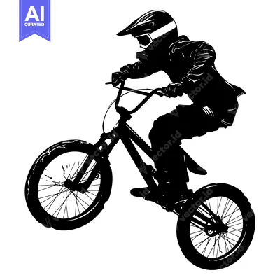 Aset premium populer: Silhouette of a BMX Rider Performing a Trick