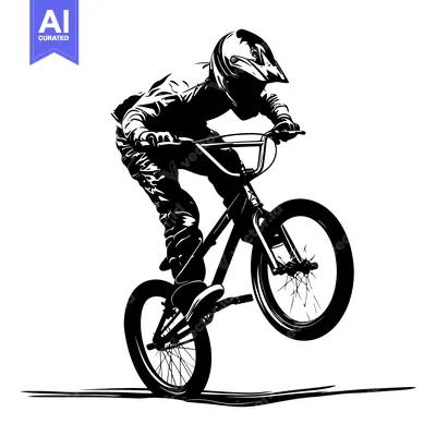 Aset desain premium: A BMX Rider in Silhouette Performing a Trick