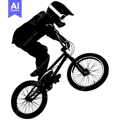Aset premium populer: Silhouette of a BMX rider performing a trick on a bicycle.