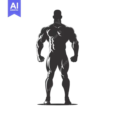 Aset desain premium: Silhouette of a Muscular Male Figure