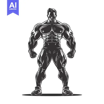 Muscular Bodybuilder Holding Dumbbells