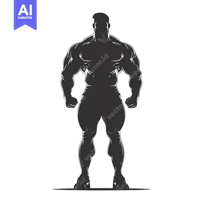 Popular premium asset: Silhouette of a Muscular Man Standing with His Hands on His Hips