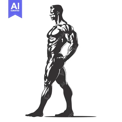 Muscular Man Standing in Profile with a Hand on His Hip