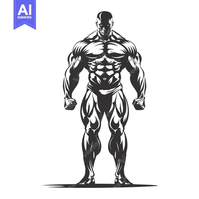 Premium design asset: A Silhouette of a Muscular Male Figure with Defined Muscles