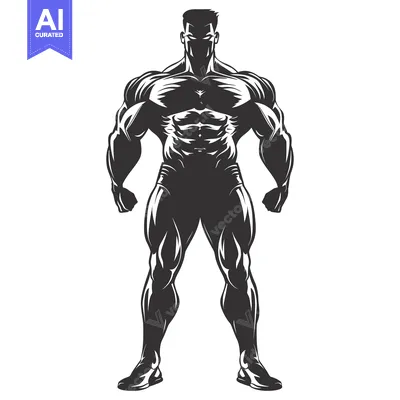 Aset desain premium: Muscular Man Silhouette with Defined Abs and Legs