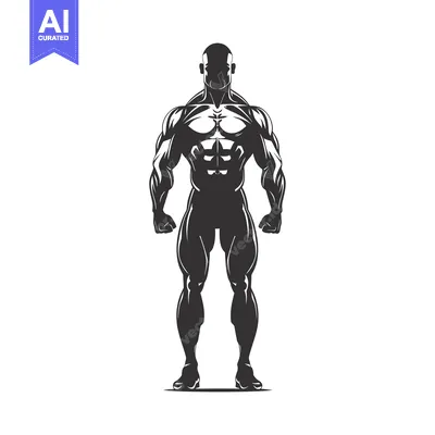 Aset desain premium: Silhouette of a Muscular Male Figure