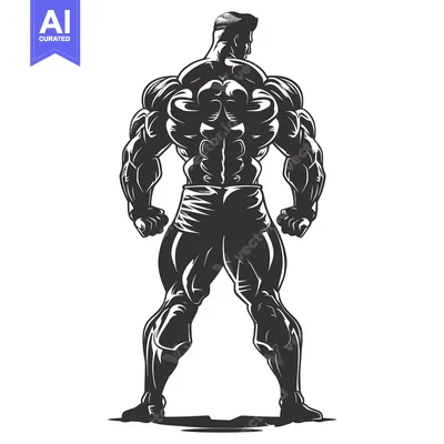 Premium design asset: Rear View of a Muscular Man with Defined Back Muscles