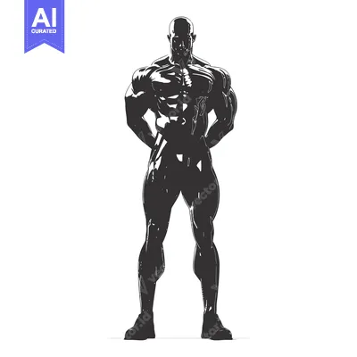 Aset premium populer: Silhouette of a Muscular Man Standing with Hands on Hips
