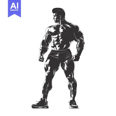 Popular premium asset: Silhouette of a Muscular Man Posing with a Determined Expression