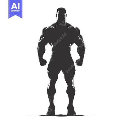 Aset desain premium: Silhouette of a Muscular Man Standing with Hands on Hips