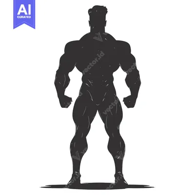 Aset premium populer: Silhouette of a Muscular Man Standing Tall