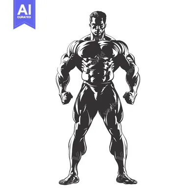 Aset desain premium: A muscular man with a defined physique stands confidently with his fee