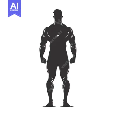 Aset premium populer: Silhouette of a Muscular Male Figure