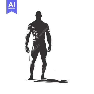 Aset premium populer: Silhouette of a Muscular Man with a Shadow