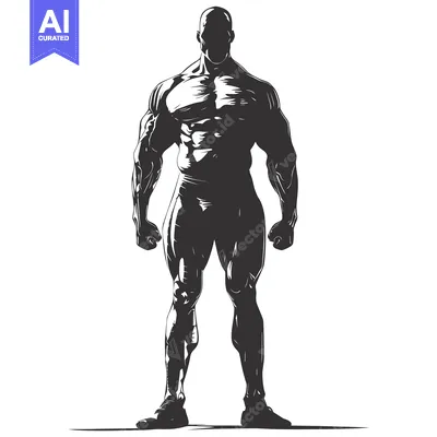 Aset premium populer: Silhouette of a Muscular Man Standing Tall