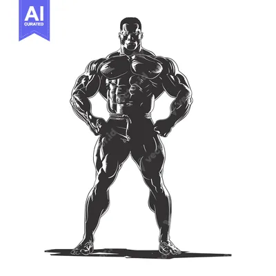 Aset desain premium: A Muscular Man Standing With Hands on His Hips