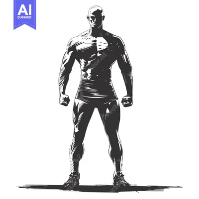 Premium design asset: Silhouette of a Muscular Man Standing Tall