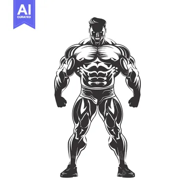 Aset premium populer: Muscular Man with Defined Muscles and an Intense Expression