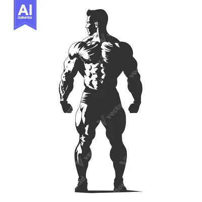 Popular premium asset: Silhouette of a Muscular Man Standing from Behind