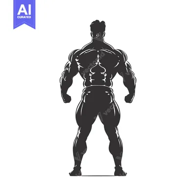 Aset premium populer: Silhouette of a Muscular Man Seen from Behind