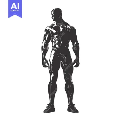Silhouette of a Muscular Man in a Standing Pose
