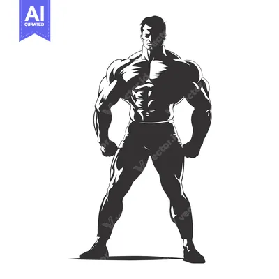 Muscular Man Silhouette Standing in a Powerful Pose