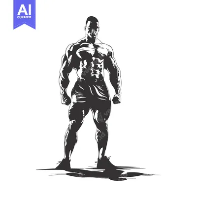 Aset premium populer: Muscular Man Posing in Silhouette with Shadow
