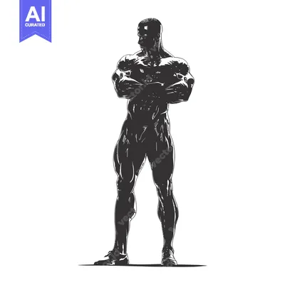 Aset premium populer: Silhouette of a Muscular Man with Arms Crossed