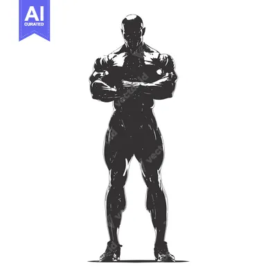 Aset premium populer: Silhouette of a Muscular Man Standing with Arms Crossed