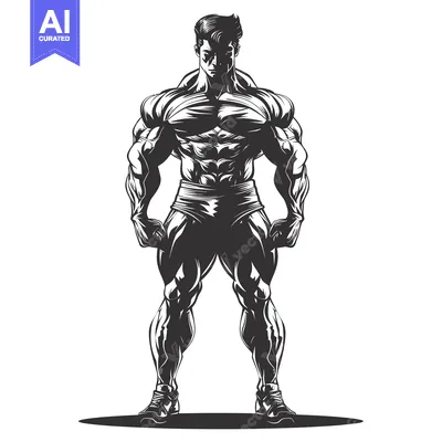 Aset premium populer: A Muscular Bodybuilder Posing in a Standing Stance