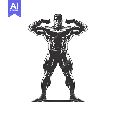 Premium design asset: A Silhouette of a Muscular Man Flexing His Biceps