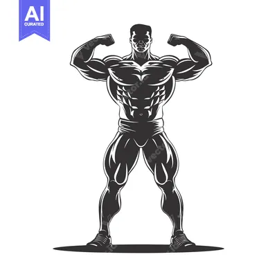 Aset premium populer: Muscular Man Posing with Flexed Biceps and Defined Abs