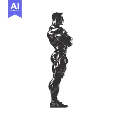 Aset premium populer: Silhouette of a Muscular Man Standing with Arms Crossed
