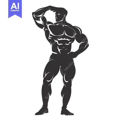 Silhouette of a Muscular Man Posing with Hand on Forehead