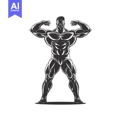 Popular premium asset: Silhouette of a Muscular Bodybuilder Flexing His Biceps