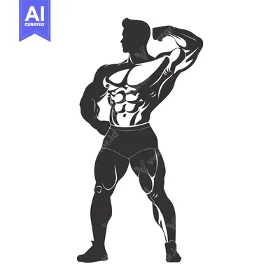 Aset premium populer: Silhouette of a Muscular Man Flexing his Bicep