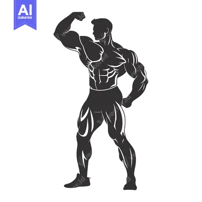 Aset premium populer: Silhouette of a Muscular Man Flexing His Bicep