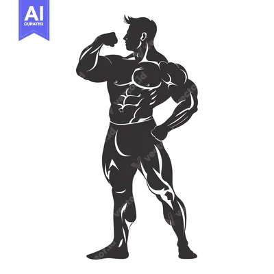 Silhouette of a Muscular Man Flexing His Bicep