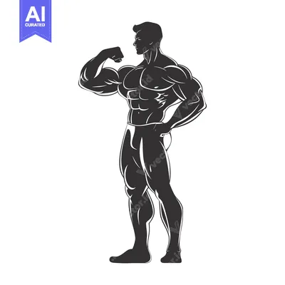Aset premium populer: Silhouette of a Muscular Man Flexing his Bicep