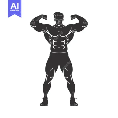 Aset premium populer: Silhouette of a Muscular Man Flexing His Biceps