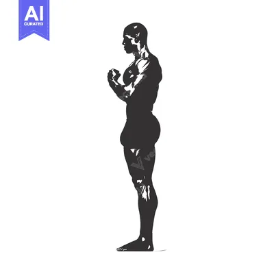 Silhouette of a Muscular Man in a Standing Pose