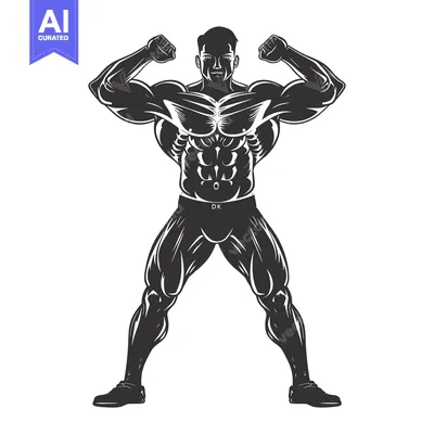 Aset premium populer: Silhouette of a Muscular Man Flexing His Biceps and Posing