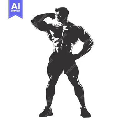 Popular premium asset: Silhouette of a Muscular Man Flexing his Biceps