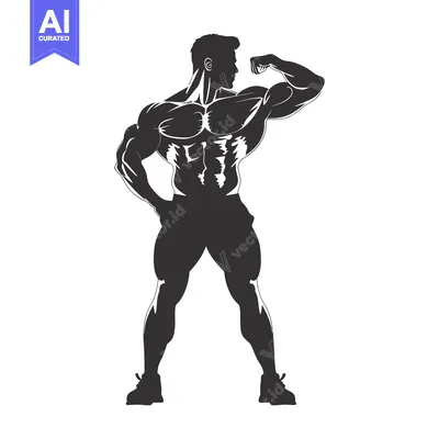 Aset premium populer: Silhouette of a Muscular Man Flexing his Biceps