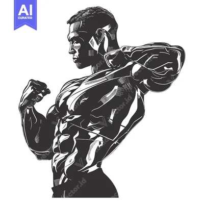 A Muscular Man Flexing His Biceps and Triceps