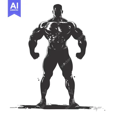 Aset premium populer: Silhouette of a Muscular Man Standing with Hands on Hips