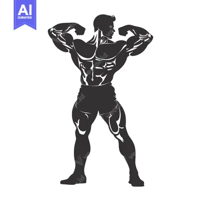 Aset premium populer: Silhouette of a Muscular Man Flexing His Biceps