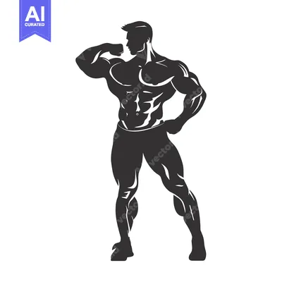 Silhouette of a Muscular Man Flexing his Bicep