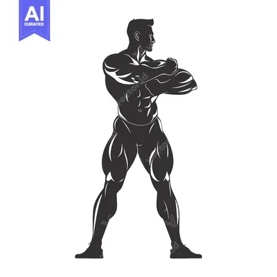 Popular premium asset: Silhouette of a Muscular Man with Arms Crossed